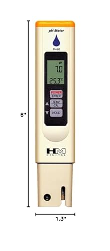 HM Digital PH Meter PH-80 Handheld Water Resistant Water Quality Tester Pen with ATC for Hydroponics Gardening Aquariums Reefs Pools Spas Water Treatment Drinking Water