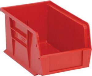 quantum qus221 plastic storage stacking ultra bin, 9-inch by 6-inch by 5-inch, red, case of 12 by quantum storage systems