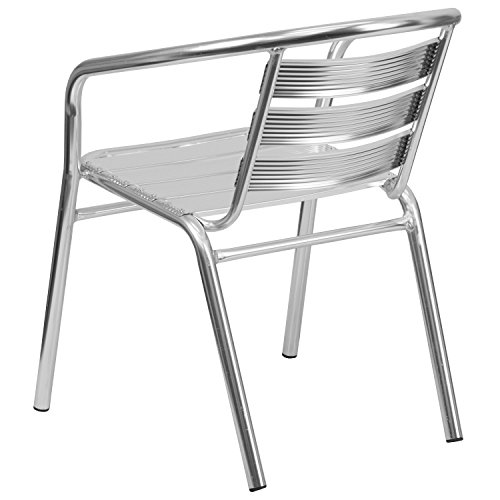 Flash Furniture Heavy Duty Commercial Aluminum Indoor-Outdoor Restaurant Stack Chair with Triple Slat Back