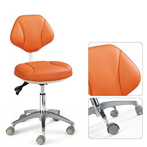 Leather Orange Office Assistant's Stools Adjustable Mobile Chair Sold by East Dental