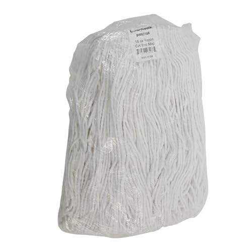 Boardwalk Premium Cut-End Wet Mop Heads, Rayon, 16oz, White, 12/Carton