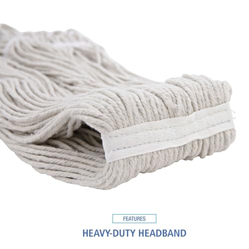 Boardwalk Premium Cut-End Wet Mop Heads, Rayon, 16oz, White, 12/Carton