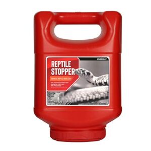 reptile stopper, granular animal repellent, all natural, effective all year round, safe for people and pets, no harsh chemicals, ready to use, snake & reptile repellent - 5 lb. shaker jug