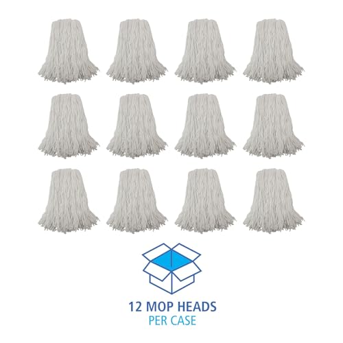 Boardwalk Premium Cut-End Wet Mop Heads, Rayon, 16oz, White, 12/Carton