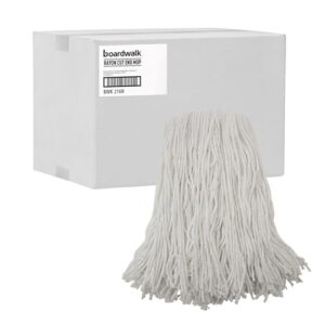 Boardwalk Premium Cut-End Wet Mop Heads, Rayon, 16oz, White, 12/Carton