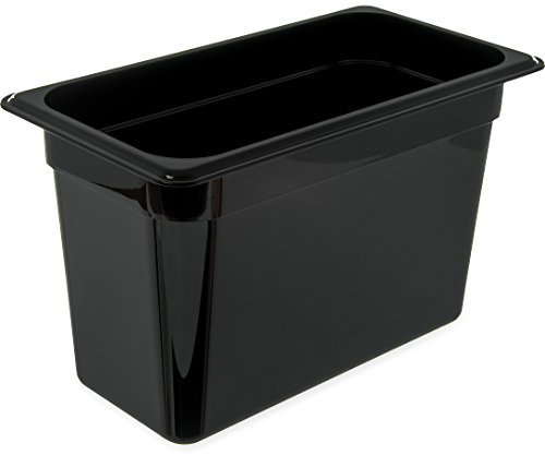 Carlisle FoodService Products Storplus Food Pan, Food Storage Container with Spoonable Corners for Catering, Buffets, Restaurants, Polycarbonate (Pc), 1/3 Size 8 Inches Deep, Black