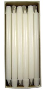 cathedral brand white molded stearine candles short 4's with self-fitting ends, 7/8 inch x 11 3/4 inch, box of 24