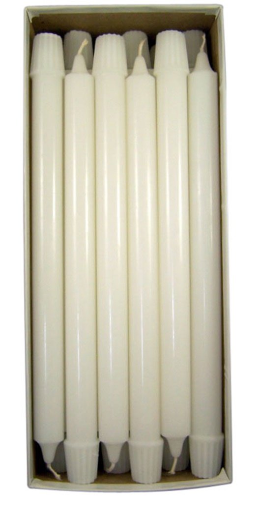 Cathedral Brand White Molded Stearine Candles Short 4's with Self-Fitting Ends, 7/8 Inch x 11 3/4 Inch, Box of 24