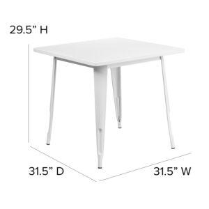 Flash Furniture Felix Commercial Grade 31.5" Square White Metal Indoor-Outdoor Table