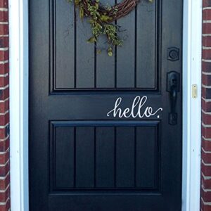 battoo hello wall decal farmhouse wall decor hello. door decal vinyl lettering for front door country cottage decor(9"x 4",white)