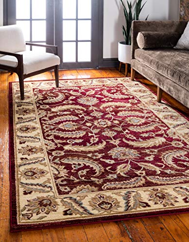 Unique Loom Voyage Collection Traditional Oriental Classic Intricate Floral Design Area Rug, 4 ft x 6 ft, Red/Ivory