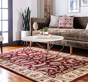 Unique Loom Voyage Collection Traditional Oriental Classic Intricate Floral Design Area Rug, 4 ft x 6 ft, Red/Ivory