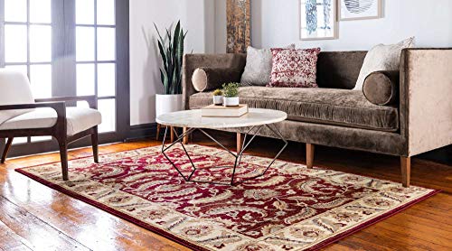 Unique Loom Voyage Collection Traditional Oriental Classic Intricate Floral Design Area Rug, 4 ft x 6 ft, Red/Ivory