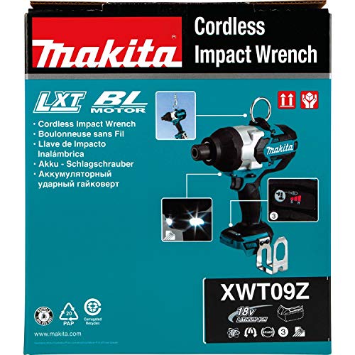 Makita XWT09Z LXT Lithium-Ion Brushless Cordless High Torque Hex Impact Wrench, 18V/7/16"