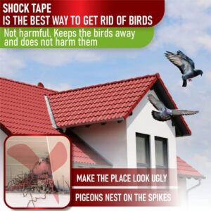 Shock Tape kit for Pigeon & Bird Control - Bird Trainer Solution for Keeping Birds Away from Rooftops, Patios, Windowsills Fences - Durable Shock Tape & Electronic Charger Kit- Spikes Alternative.