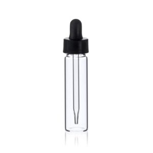 MagnaKoys® 2 Dram 1/4 oz Clear Glass Vials w/Straight Black Bulb Eye Glass Droppers for Essential Oils & Liquids (Pack of 2)