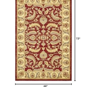 Unique Loom Voyage Collection Traditional Oriental Classic Intricate Floral Design Area Rug, 4 ft x 6 ft, Red/Ivory