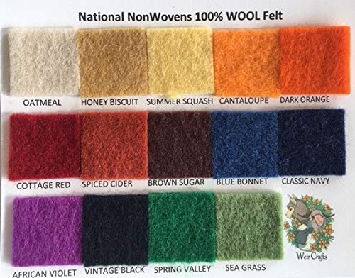 100% Wool Craft Felt - 14 Sheet Package - from National NonWovens Co.