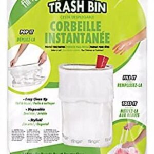 Flings® Bin Disposable Trash Can for Parties - 13 Gallon Plastic Pop Up Garbage Can (1 Pc) Perfect Solution for Waste at Events and Parties - White