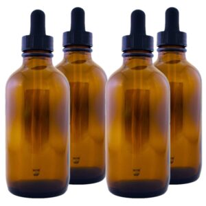 greenhealth 4oz amber glass bottle w/glass dropper 4 oz (pack of 4), amber