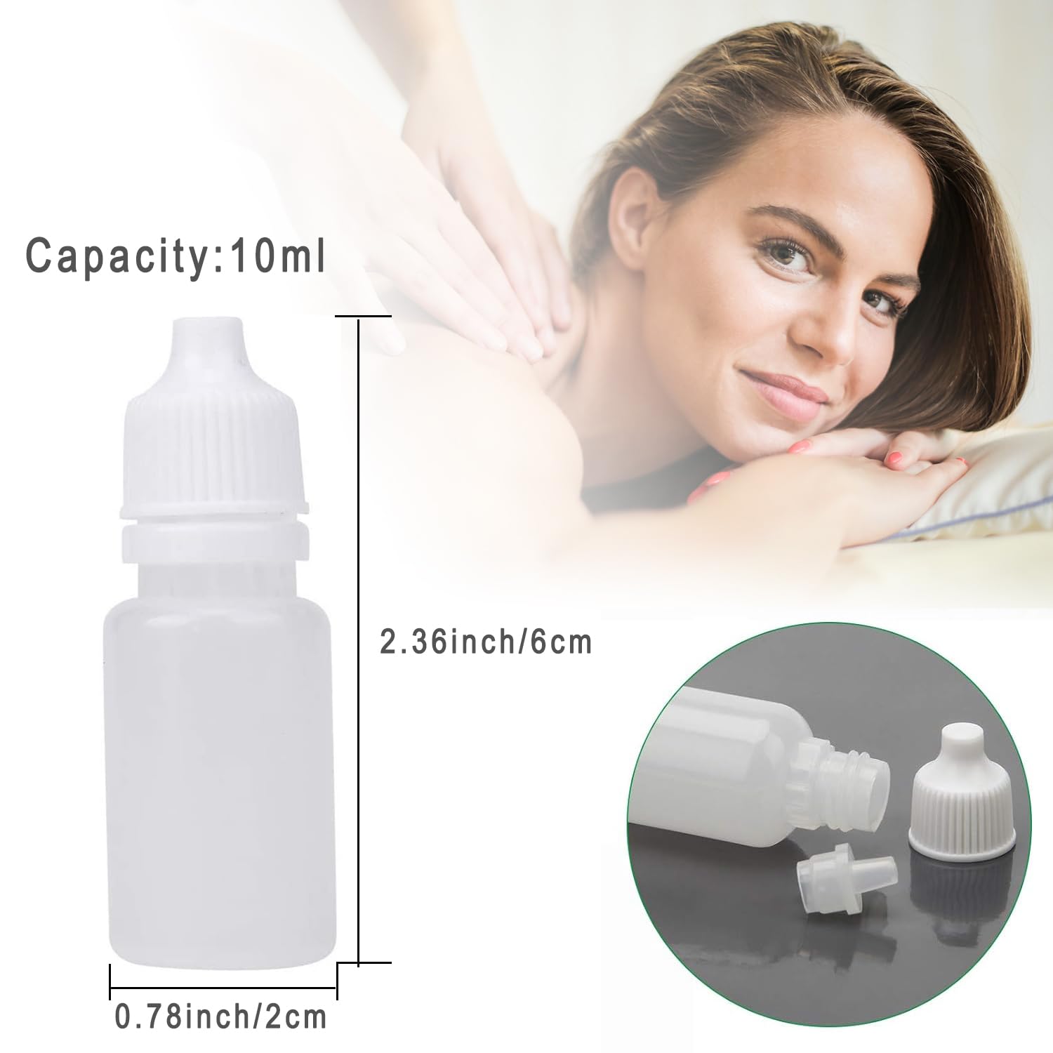 Eldwivz Plastic Eye Dropper Bottle: 50 pcs 10 ml Empty Small Squeeze Bottles For Oil Ear Paint Liquid