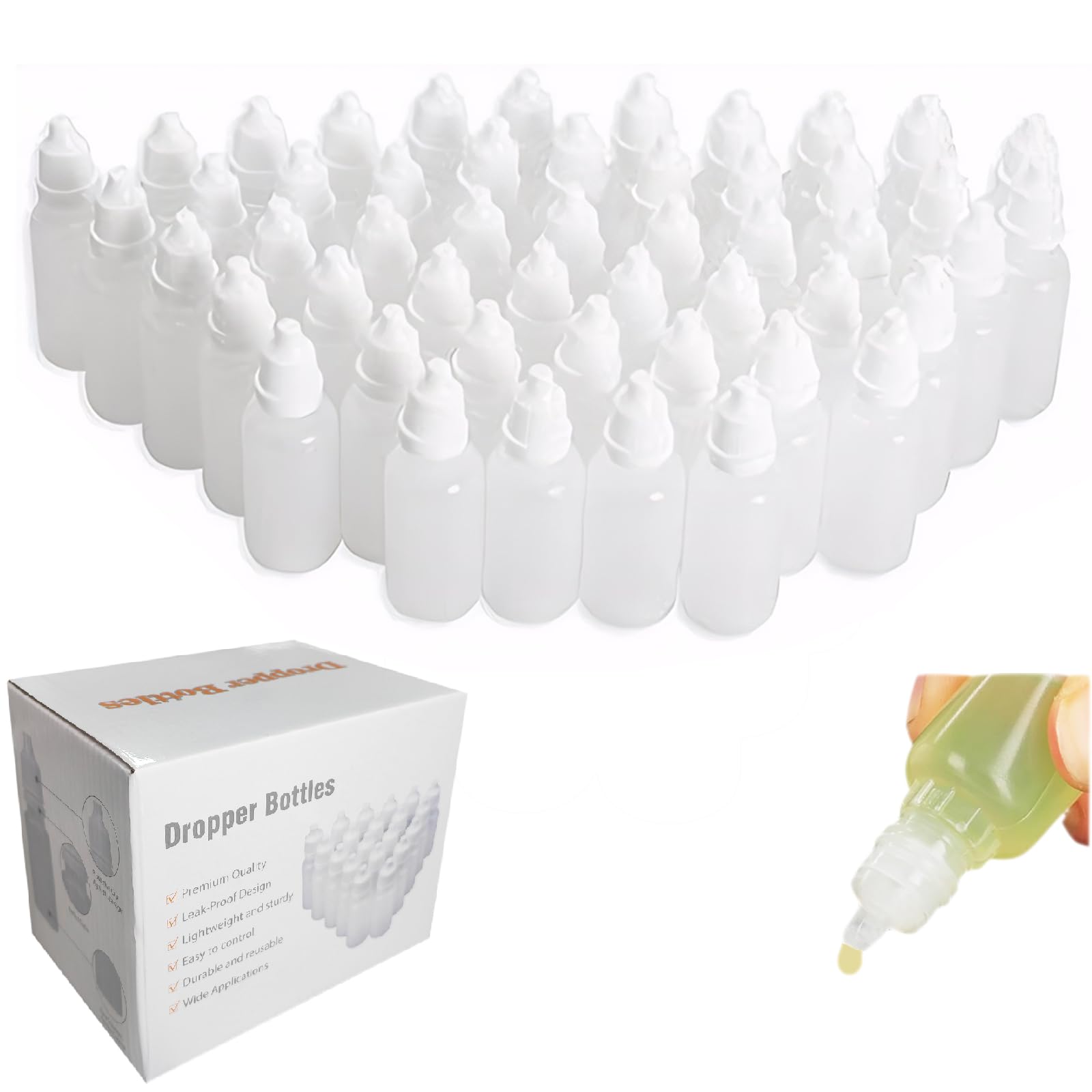 Eldwivz Plastic Eye Dropper Bottle: 50 pcs 10 ml Empty Small Squeeze Bottles For Oil Ear Paint Liquid