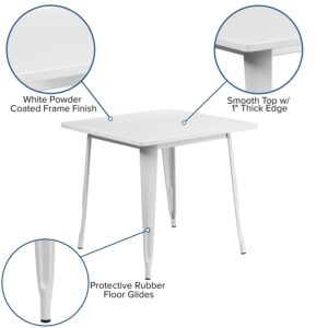 Flash Furniture Felix Commercial Grade 31.5" Square White Metal Indoor-Outdoor Table