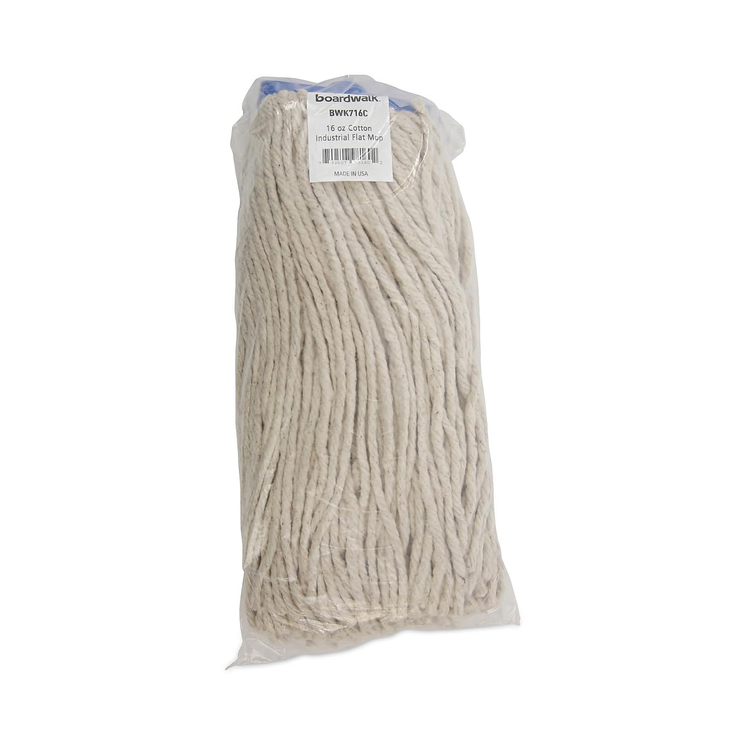 Boardwalk BWK716CEA 16 oz. Cut-End Lie-Flat Cotton Wet Mop Head - White