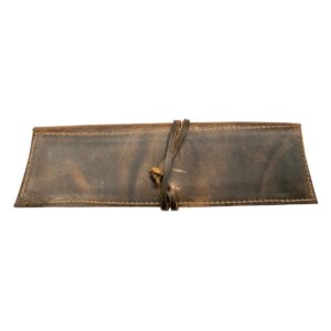 Hide & Drink, Rustic Leather Pencil Case (Small Personal Items) Artist Carpenter Slim Roll Handmade :: Bourbon Brown