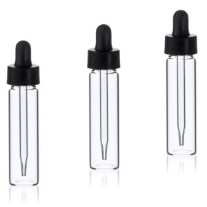 MagnaKoys® 2 Dram 1/4 oz Clear Glass Vials w/Straight Black Bulb Eye Glass Droppers for Essential Oils & Liquids (Pack of 2)