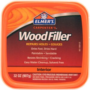 Elmer's E842L Carpenter's Interior Wood Filler; 32 Ounce; Ideal for Repairing Holes, Dents, Scratches, Gouges and Defects On Any Wood, Wallboard, Molding or Painted Surface; Pack of 5