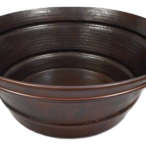 SimplyCopper 15" Rustic Round Copper BUCKET Vessel Bath Sink with a Daisy Drain