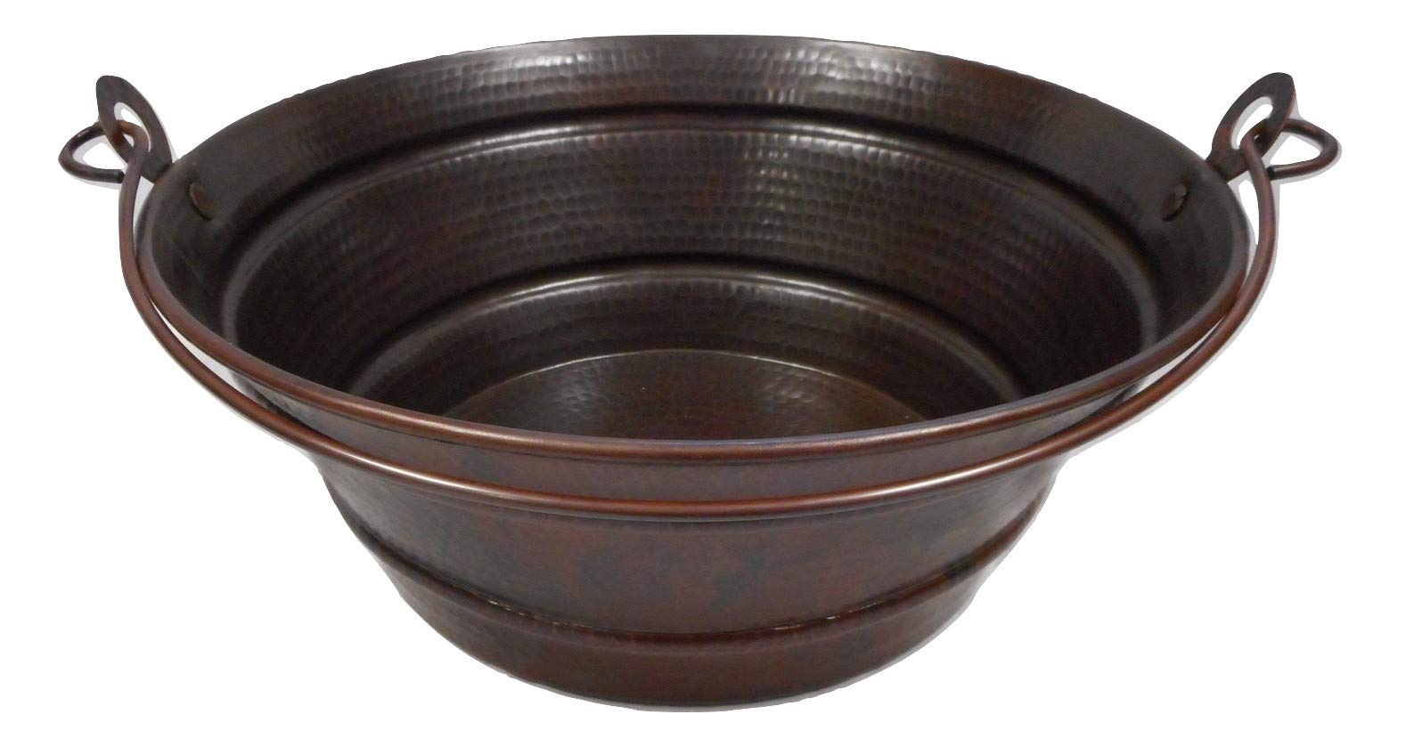 SimplyCopper 15" Rustic Round Copper BUCKET Vessel Bath Sink with a Daisy Drain