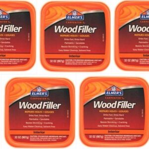 Elmer's E842L Carpenter's Interior Wood Filler; 32 Ounce; Ideal for Repairing Holes, Dents, Scratches, Gouges and Defects On Any Wood, Wallboard, Molding or Painted Surface; Pack of 5