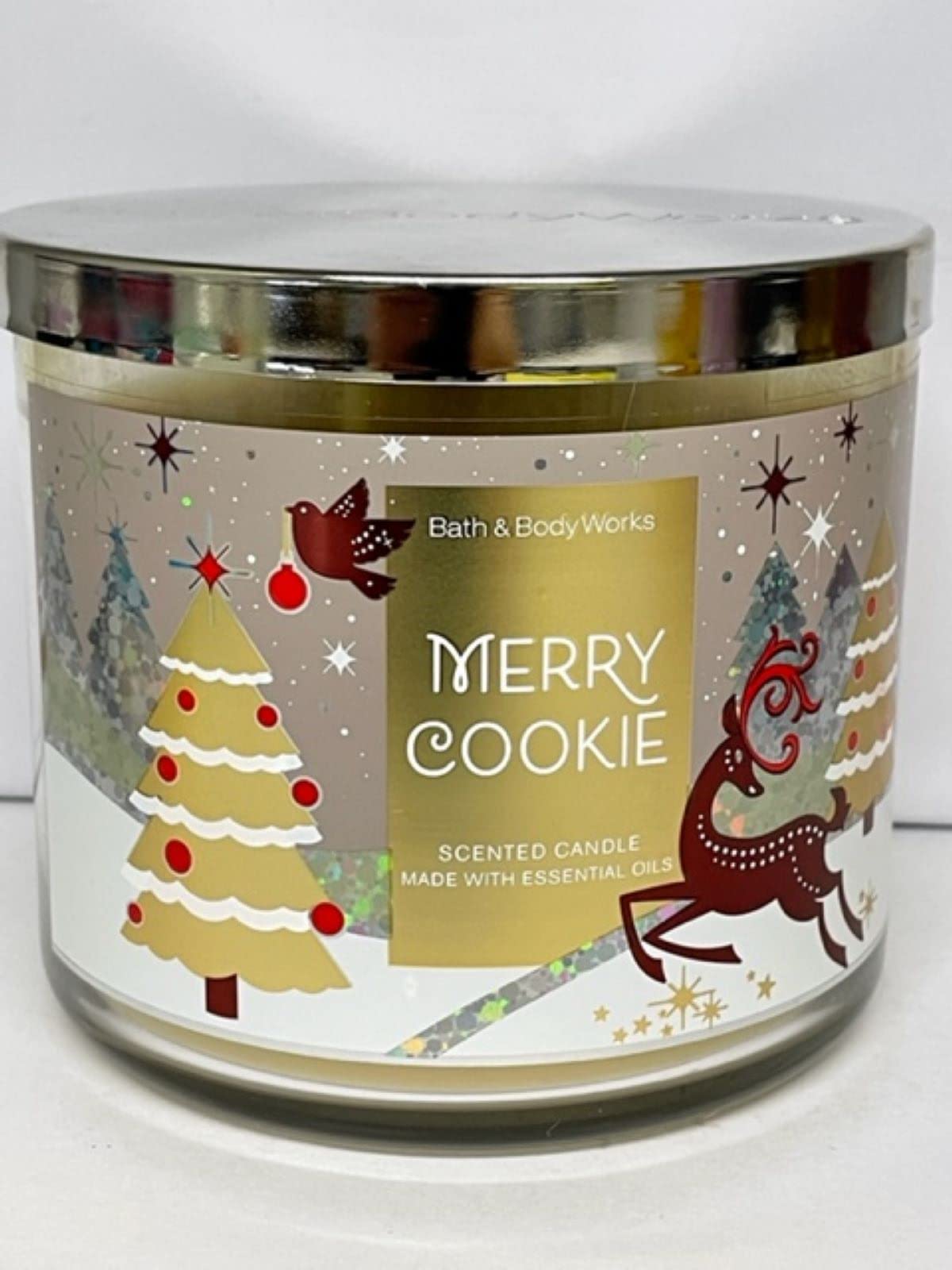 Bath & Body Works Merry Cookie Scented Candle 3 Wick 14.5 OZ (Label Artwork Varies)