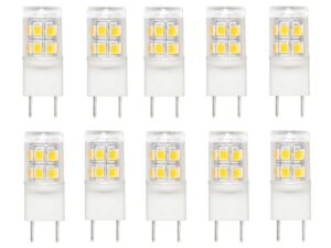 cbconcept ul-listed, g8 led light bulb (shorter 35mm length), 10-pack, 2 watt, 220 lumen, not dimmable, warm white 3000k, 360° beam angle, 20w equivalent, jcd halogen replacement bulb