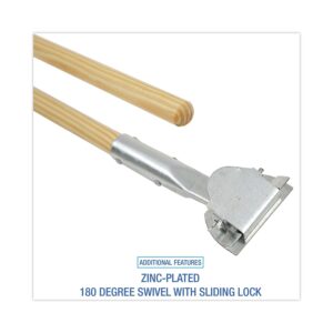 Boardwalk 1490 Clip-On Dust Mop Handle, Lacquered Wood, Swivel Head, 1-Inch Dia. x 60in Long