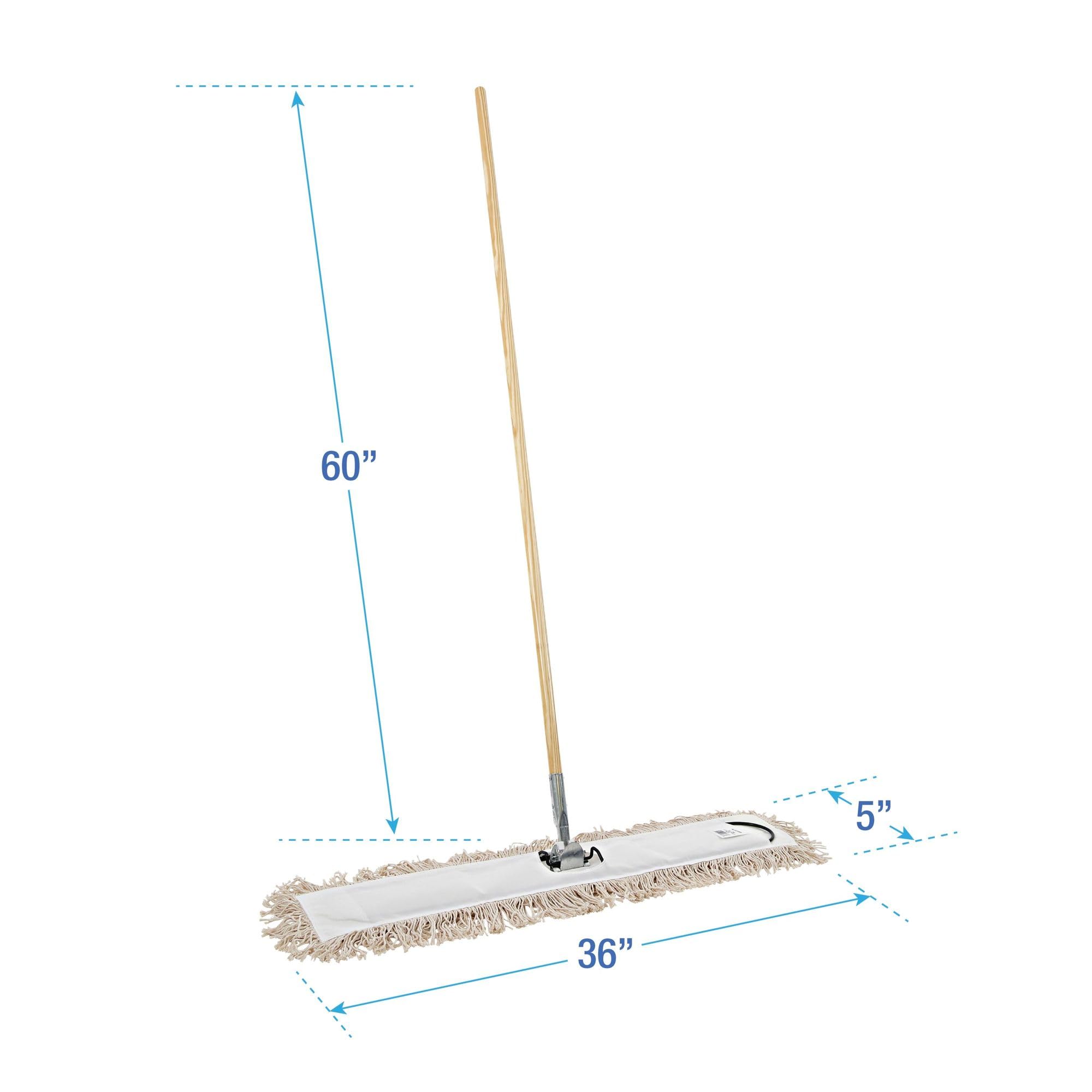 Boardwalk BWKM365C 36 in. x 5 in. Cotton Head 60 in. Wood Handle Cotton Dry Mopping Kit - Natural (1-Kit)