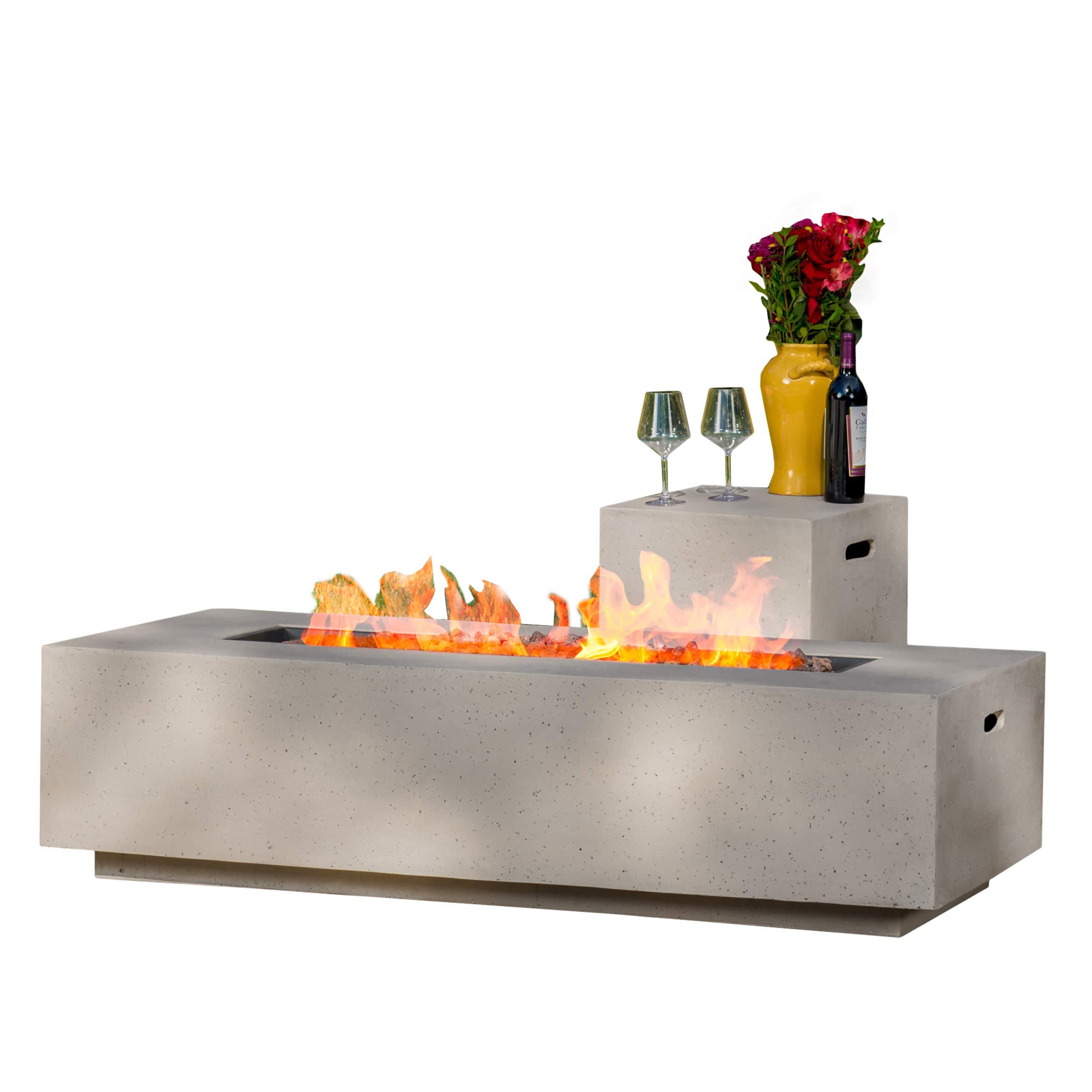 GDFStudio Christopher Knight Home Aidan Outdoor Rectangular Fire Table with Tank Holder, Light Gray