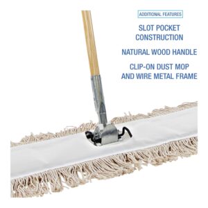 Boardwalk BWKM365C 36 in. x 5 in. Cotton Head 60 in. Wood Handle Cotton Dry Mopping Kit - Natural (1-Kit)