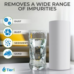 Tier1 1 Micron 10 Inch x 4.5 Inch | 4-Pack Spun Wound Polypropylene Whole House Sediment Water Filter Replacement Cartridge | Compatible with Pentek DGD-2501, 155359-43, SDC-45-1001 Home Water Filter