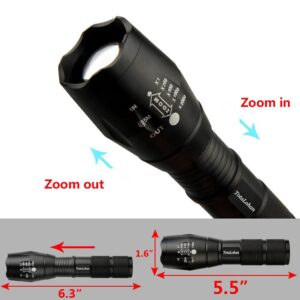 TotaLohan TC1200 Military Grade 2000 Lumen 5 Mode LED Tactical Flashlight Torch for Hurricane Camping Biking Hiking Home Emergency,2 Pack