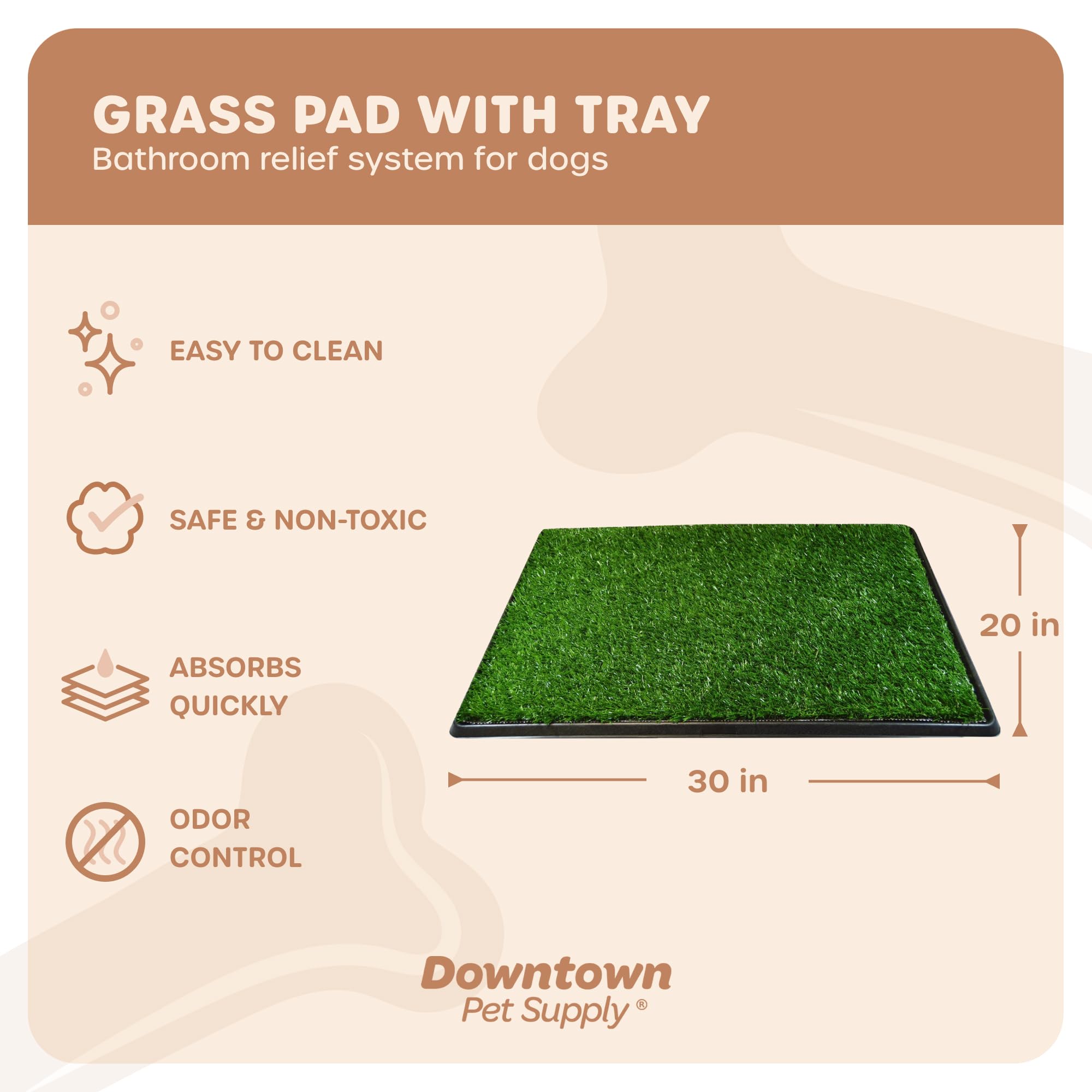 Downtown Pet Supply Dog Grass Pad with Tray, 20 x 30 - Outdoor and Indoor Potty System for Dogs with Replaceable Synthetic Grass Pee Turf - Portable and Waterproof Turf Dog Potty