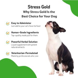 Pet Wellbeing Stress Gold for Dogs - Vet-Formulated - Calming and Relaxing Support for High-Stress Situations - Natural Herbal Supplement 2 oz (59 ml)