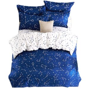 esydream home bedding,blue color constellation 4pc duvet cover sets,space style kids bedding sets,cotton & microfiber (no comforter),twin size (4pc set)