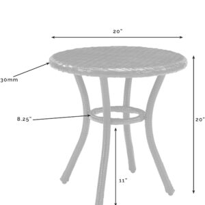 Crosley Furniture Palm Harbor All Weather Rattan Wicker Round Outdoor Side Table for Patio, Deck, Porch, White