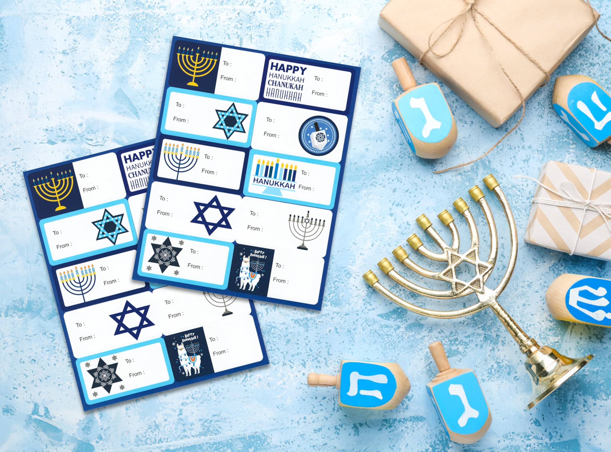 Iconikal Self-Adhesive Gift Tag Labels, Hanukkah, 100-Count