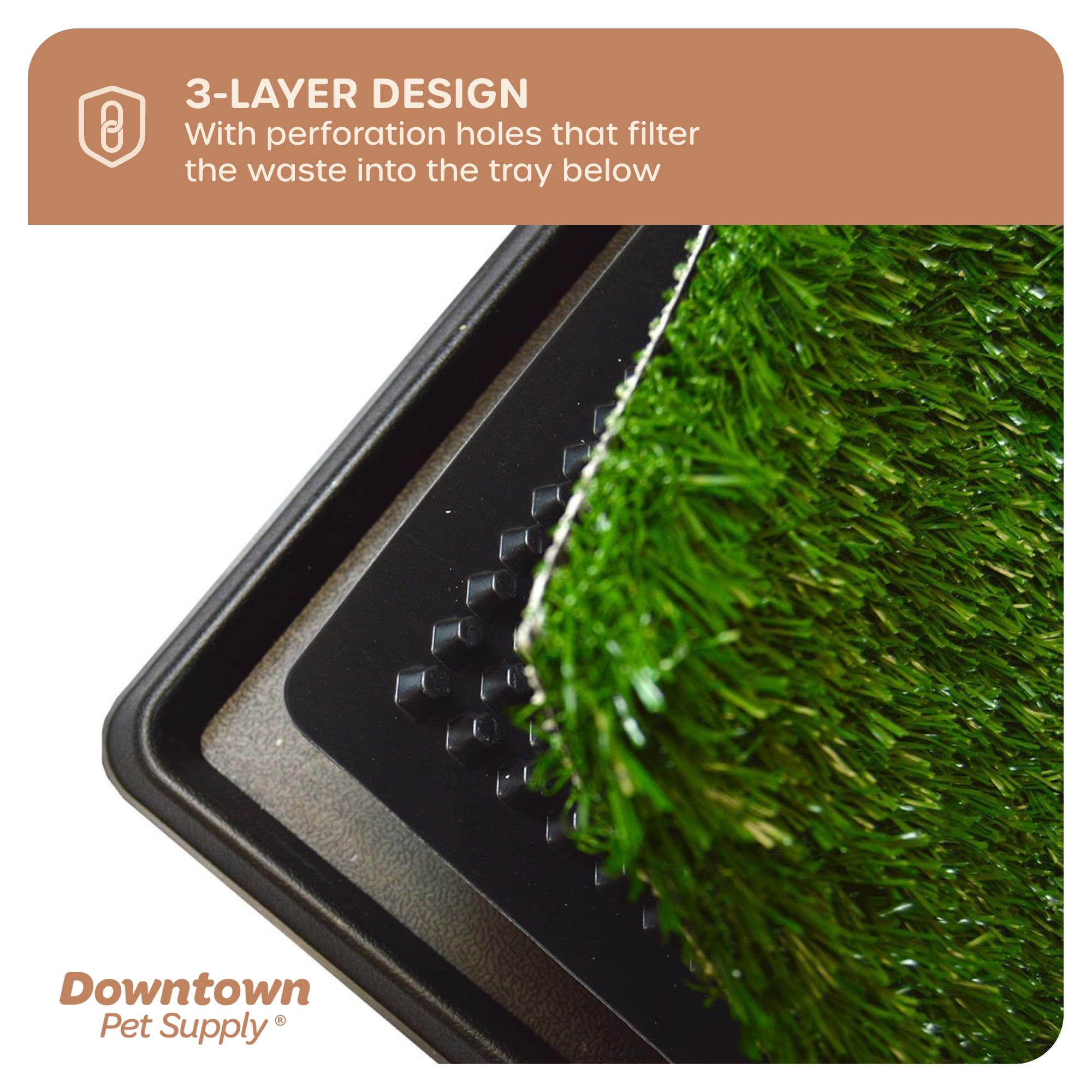 Downtown Pet Supply Dog Grass Pad with Tray, 20 x 30 - Outdoor and Indoor Potty System for Dogs with Replaceable Synthetic Grass Pee Turf - Portable and Waterproof Turf Dog Potty