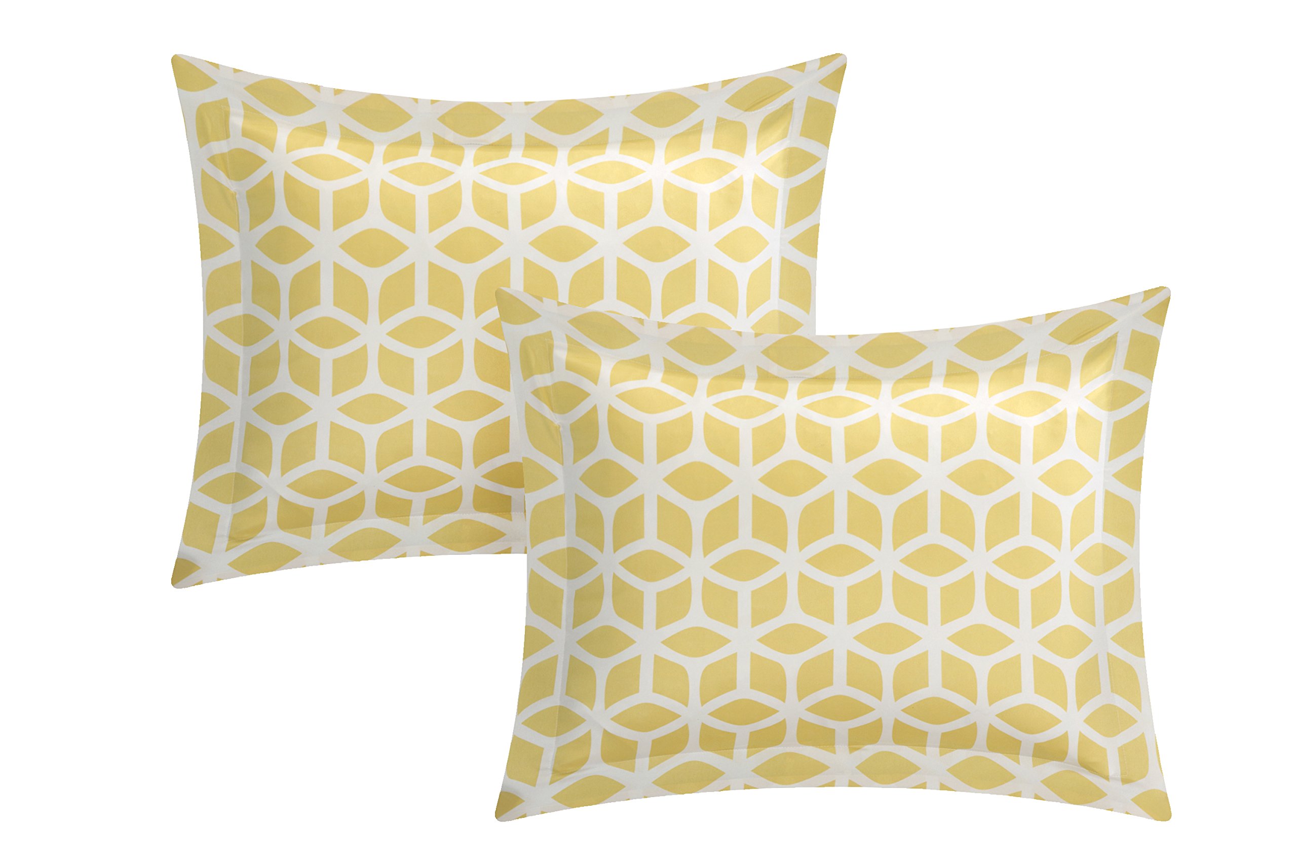 Chic Home DS1327-AN 3 Piece Elizabeth Geometric Diamond Printed Reversible Duvet Cover Set, Queen, Yellow