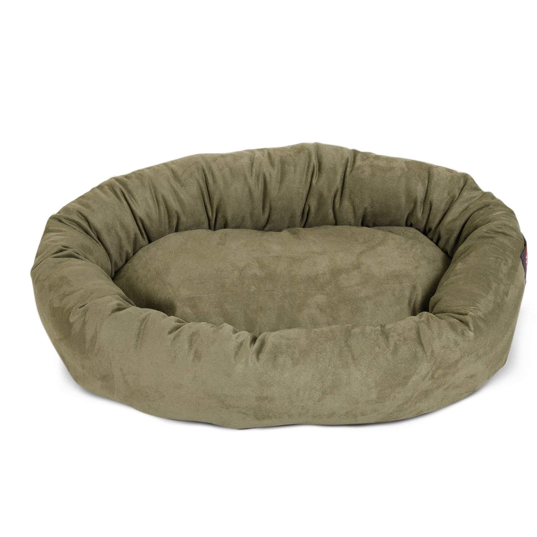 Majestic Pet 32 Inch Suede Calming Dog Bed Washable – Cozy Soft Round Dog Bed with Spine Support for Dogs to Rest their Head - Fluffy Donut Dog Bed 32x23x7 (Inch) - Round Pet Bed Medium – Gray